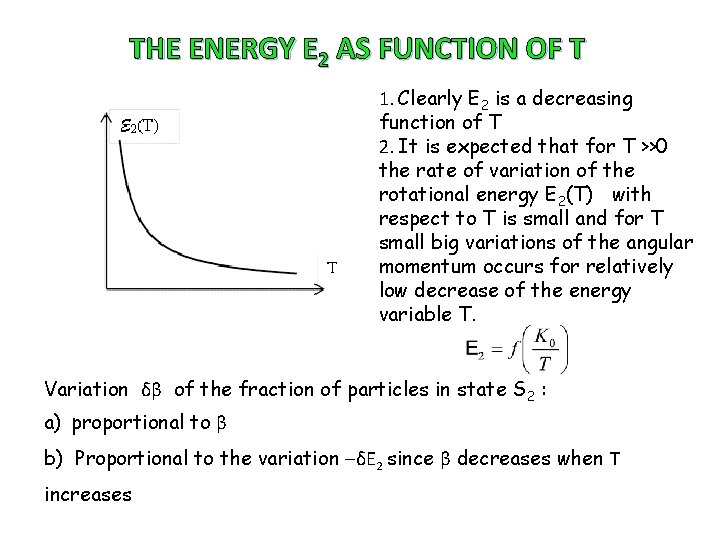 THE ENERGY E 2 AS FUNCTION OF T 1. Clearly E 2 is a