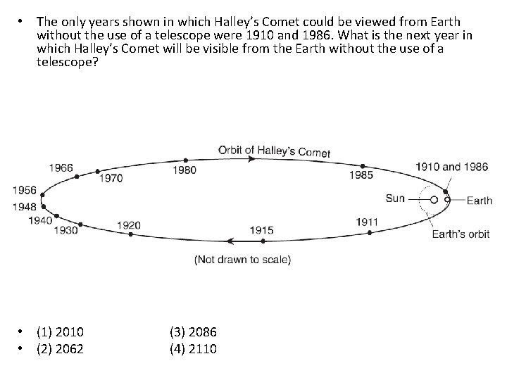  • The only years shown in which Halley’s Comet could be viewed from