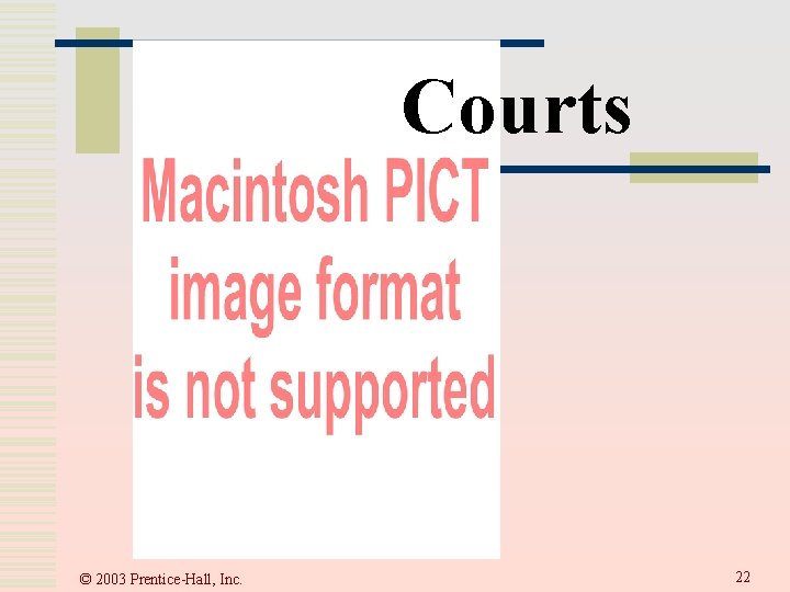 Courts © 2003 Prentice-Hall, Inc. 22  Courts © 2003 Prentice-Hall, Inc. 22