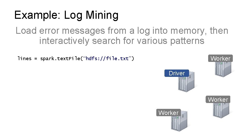 Example: Log Mining Load error messages from a log into memory, then interactively search
