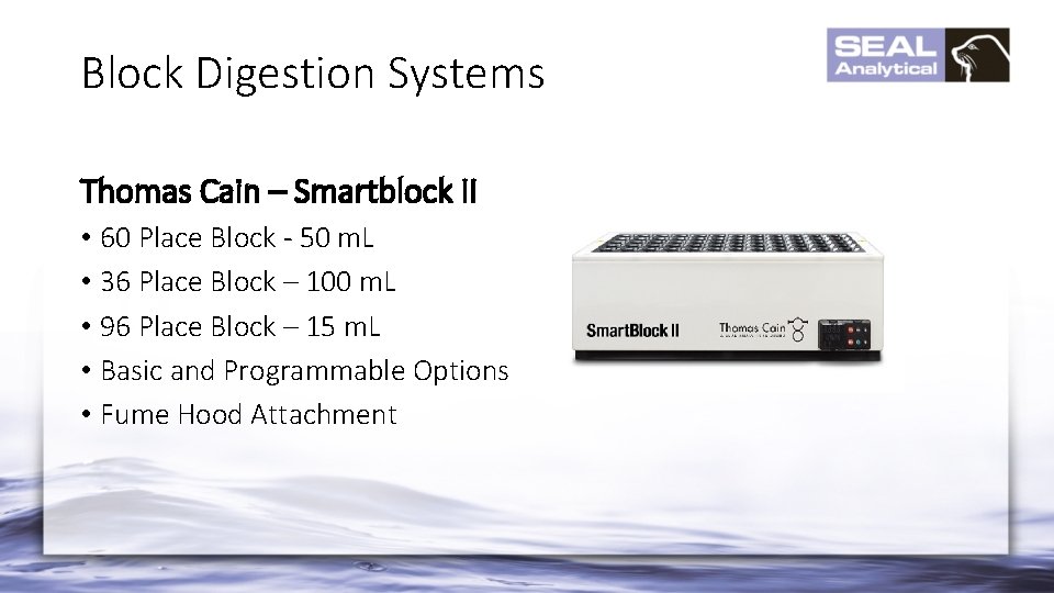 Block Digestion Systems Thomas Cain – Smartblock II • 60 Place Block - 50