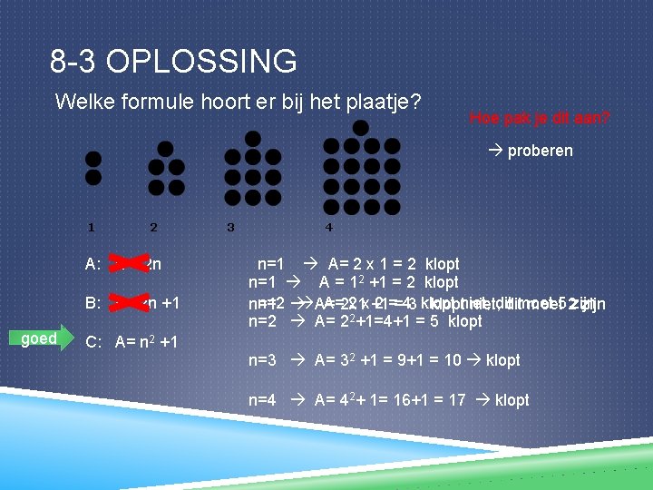 8 -3 OPLOSSING Welke formule hoort er bij het plaatje? Hoe pak je dit