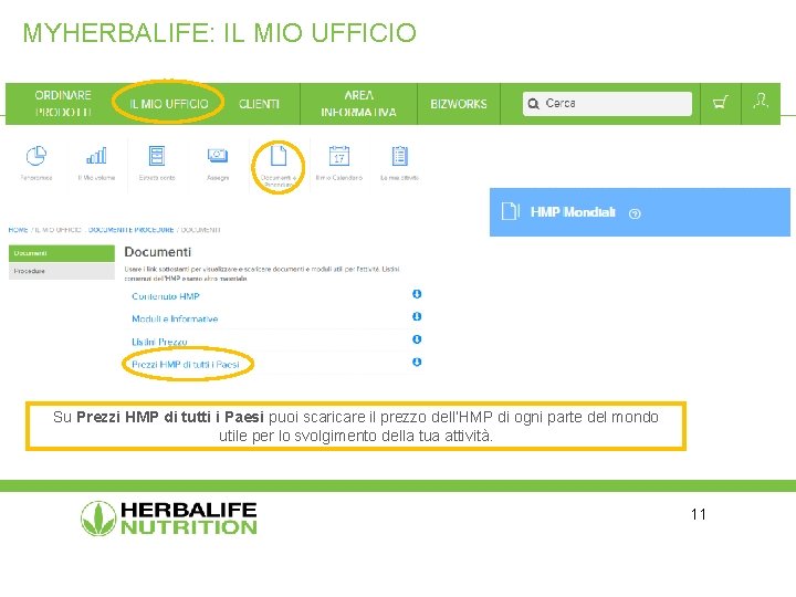 MYHERBALIFE: IL MIO UFFICIO Su Prezzi HMP di tutti i Paesi puoi scaricare il