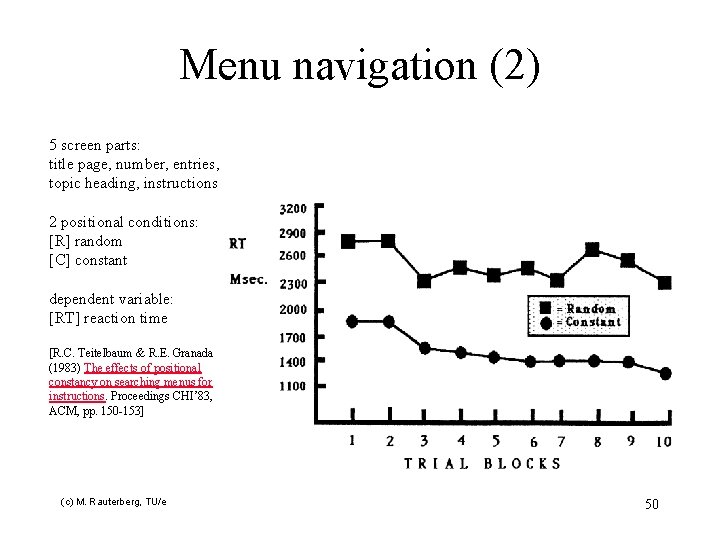 Menu navigation (2) 5 screen parts: title page, number, entries, topic heading, instructions 2