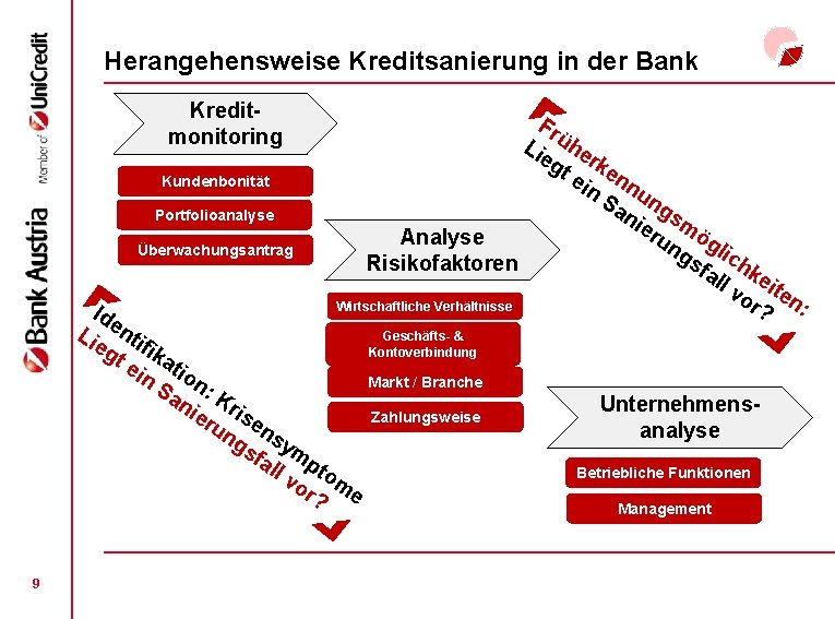 Herangehensweise Kreditsanierung in der Bank Kreditmonitoring Kundenbonität Portfolioanalyse Überwachungsantrag Fr Li ühe eg rk