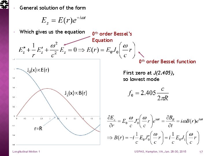  General solution of the form Which gives us the equation 0 th order