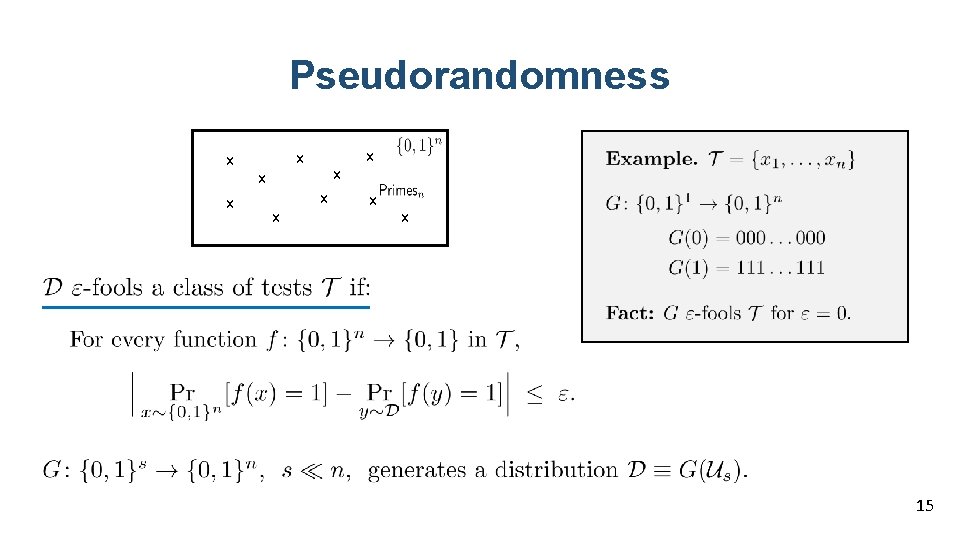 Pseudorandomness x x x x x 15 