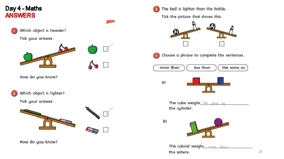 Day 4 – Maths ANSWERS 23 