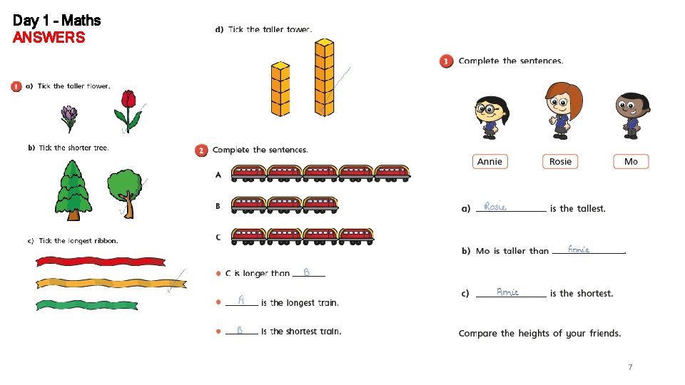 Day 1 – Maths ANSWERS 7 