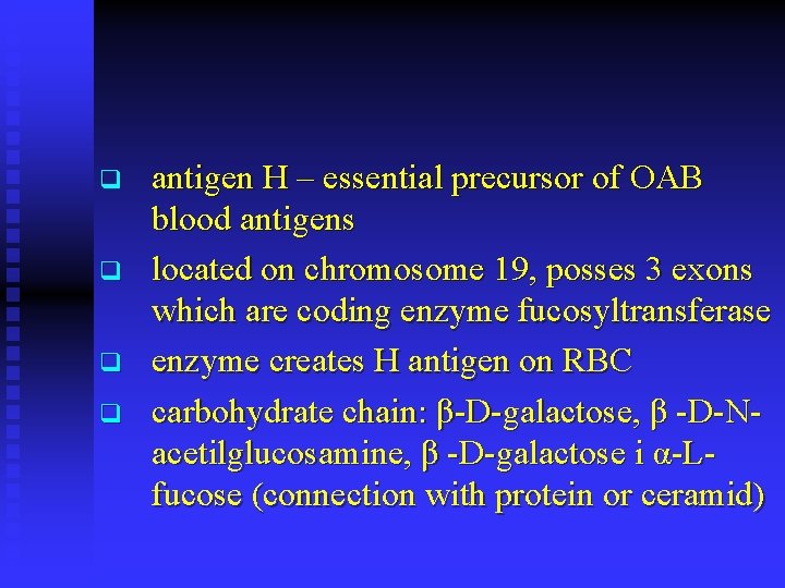 q q antigen H – essential precursor of OAB blood antigens located on chromosome
