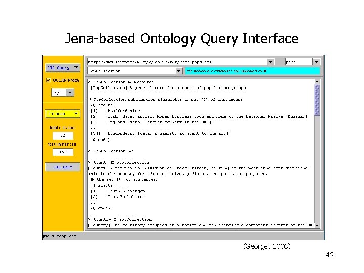 Jena-based Ontology Query Interface (George, 2006) 45 