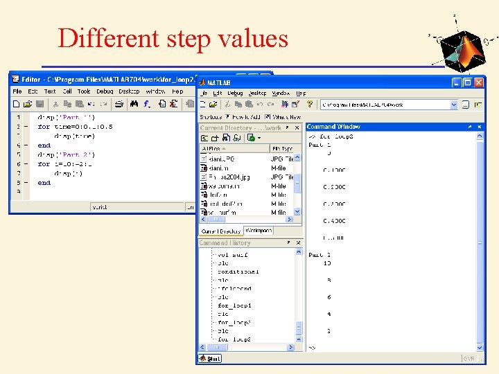 Different step values 