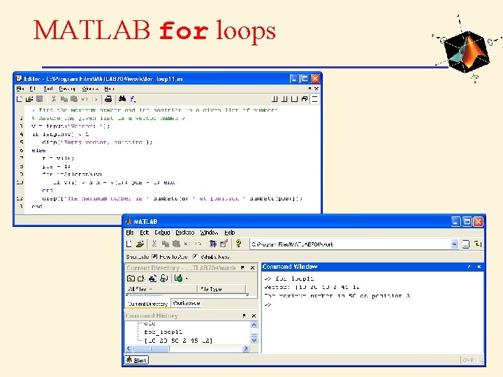 MATLAB for loops 