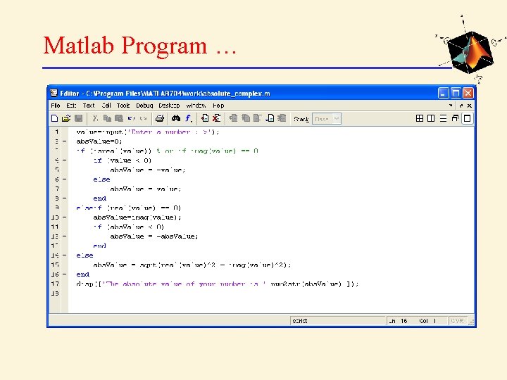 Matlab Program … 