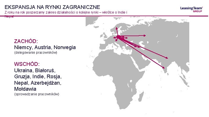 EKSPANSJA NA RYNKI ZAGRANICZNE Z roku na rok poszerzamy zakres działalności o kolejne rynki