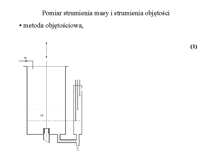 Pomiar strumienia masy i strumienia objętości • metoda objętościowa, (1) 