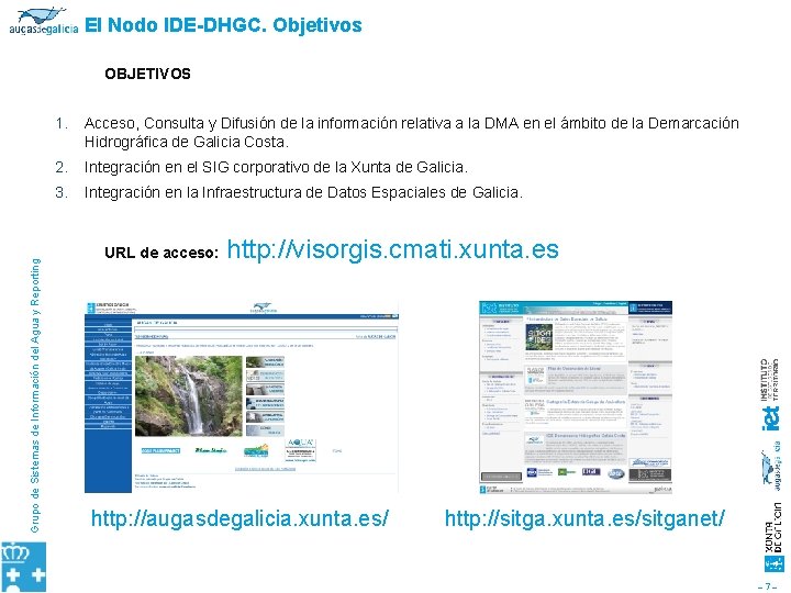 El Nodo IDE-DHGC. Objetivos Grupo de Sistemas de Información del Agua y Reporting OBJETIVOS