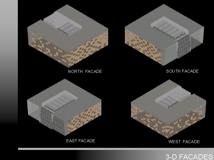 NORTH FACADE EAST FACADE SOUTH FACADE WEST FACADE 3 -D FACADES 