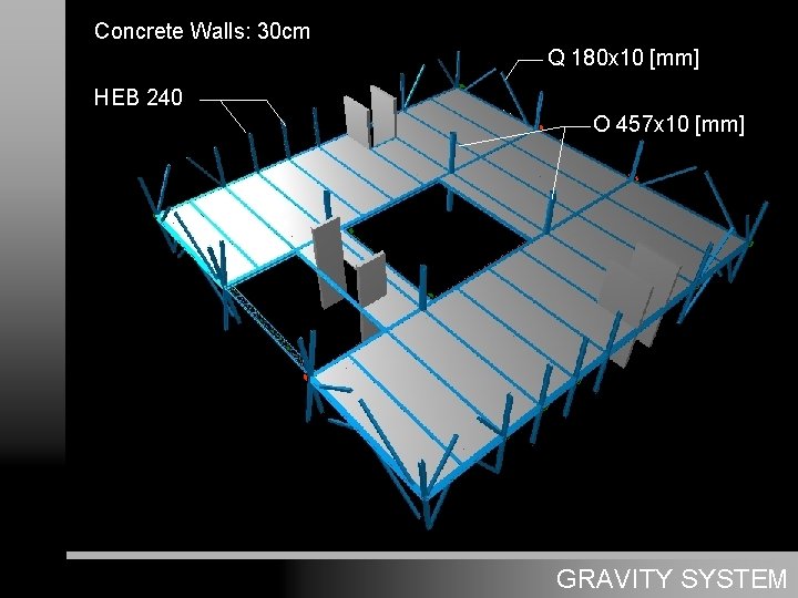 Concrete Walls: 30 cm Q 180 x 10 [mm] HEB 240 O 457 x