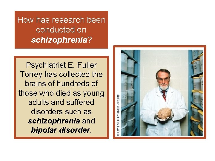 How has research been conducted on schizophrenia? Psychiatrist E. Fuller Torrey has collected the