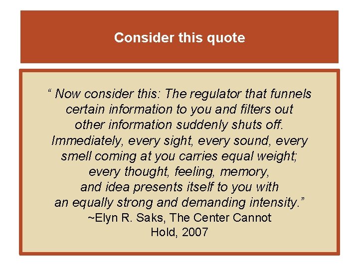 Consider this quote “ Now consider this: The regulator that funnels certain information to