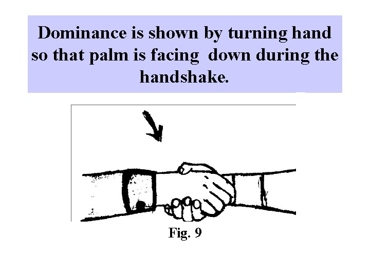 Dominance is shown by turning hand so that palm is facing down during the