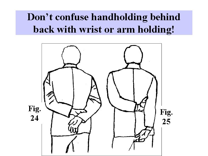 Don’t confuse handholding behind back with wrist or arm holding! Fig. 24 Fig. 25