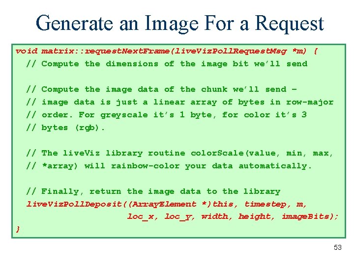 Generate an Image For a Request void matrix: : request. Next. Frame(live. Viz. Poll.