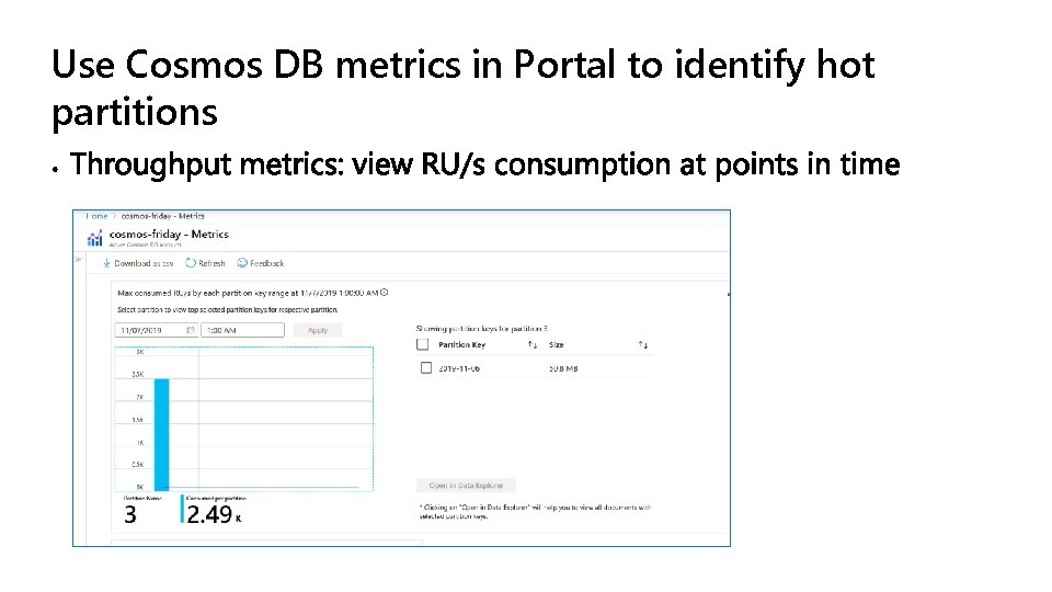 Use Cosmos DB metrics in Portal to identify hot partitions 