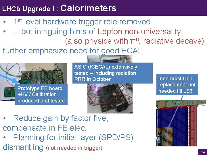 LHCb Upgrade I : Calorimeters • 1 st level hardware trigger role removed •