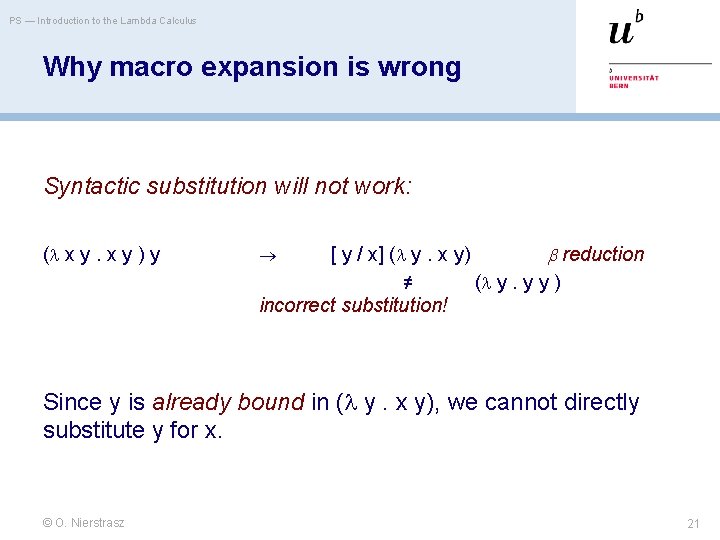 PS — Introduction to the Lambda Calculus Why macro expansion is wrong Syntactic substitution