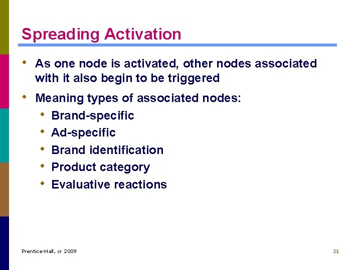 Spreading Activation • As one node is activated, other nodes associated with it also