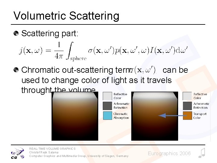 Volumetric Scattering part: Chromatic out-scattering term can be used to change color of light