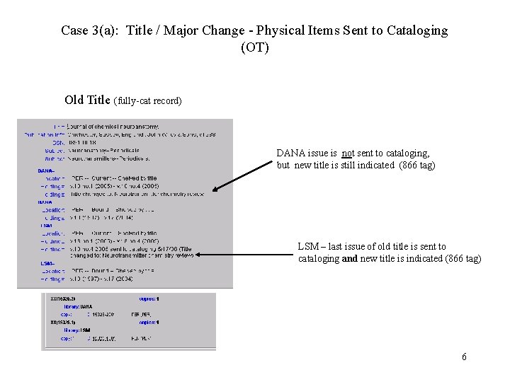 Case 3(a): Title / Major Change - Physical Items Sent to Cataloging (OT) Old