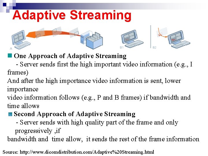 Adaptive Streaming One Approach of Adaptive Streaming - Server sends first the high important