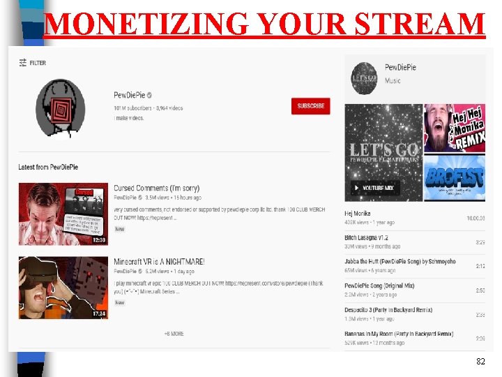 MONETIZING YOUR STREAM 82 