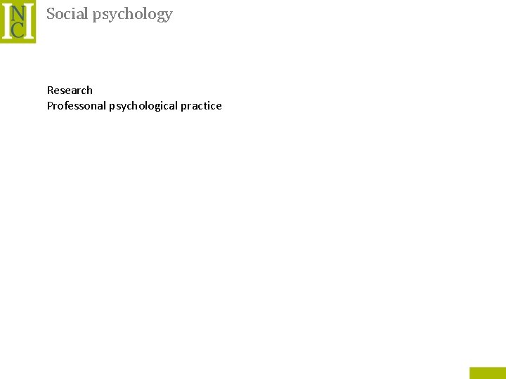 Social psychology Research Professonal psychological practice 