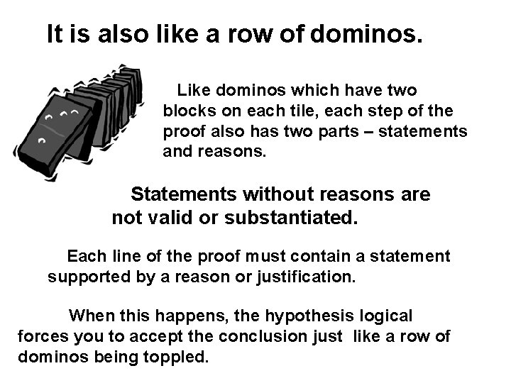 It is also like a row of dominos. Like dominos which have two blocks