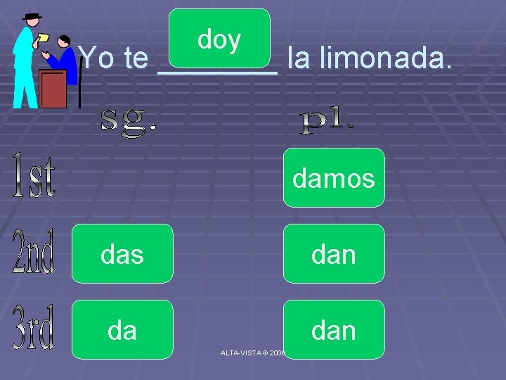 doy Yo te _______ la limonada. damos dan da dan ALTA-VISTA © 2006 