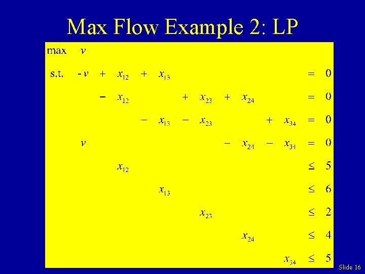 Max Flow Example 2: LP Slide 16 