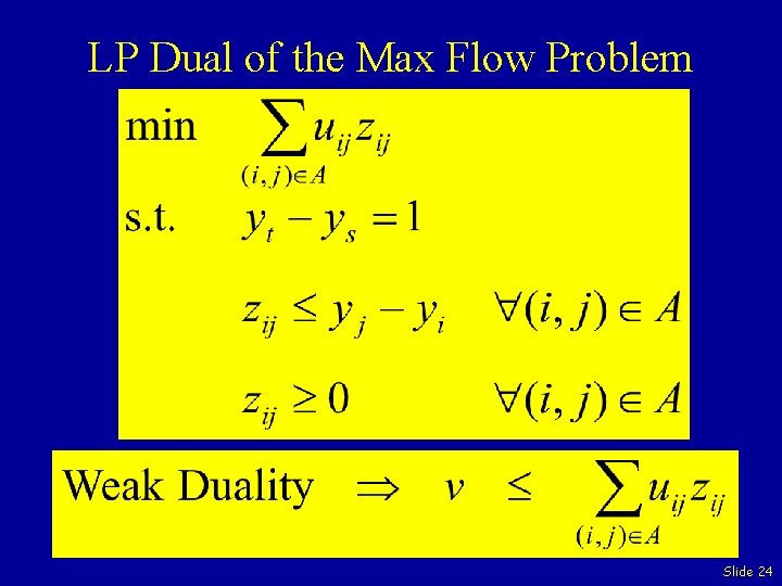 LP Dual of the Max Flow Problem Slide 24 