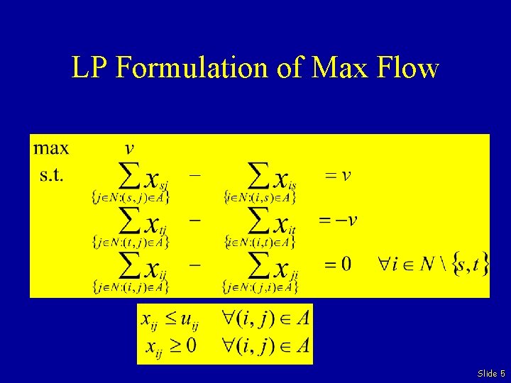 LP Formulation of Max Flow Slide 5 