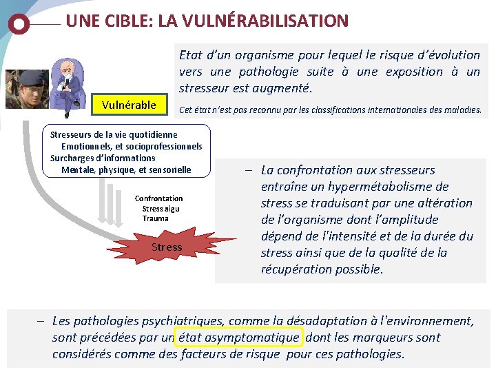 UNE CIBLE: LA VULNÉRABILISATION Etat d’un organisme pour lequel le risque d’évolution vers une