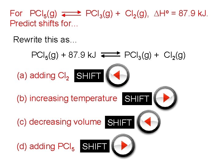 For PCl 5(g) PCl 3(g) + Cl 2(g), DHo = 87. 9 k. J.