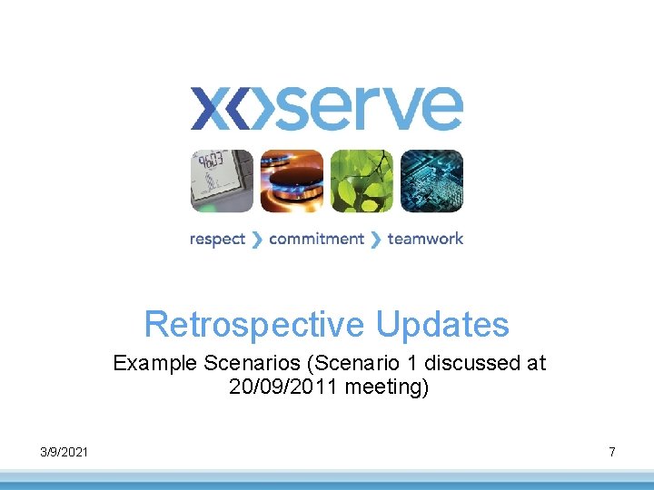 Retrospective Updates Example Scenarios (Scenario 1 discussed at 20/09/2011 meeting) 3/9/2021 7 