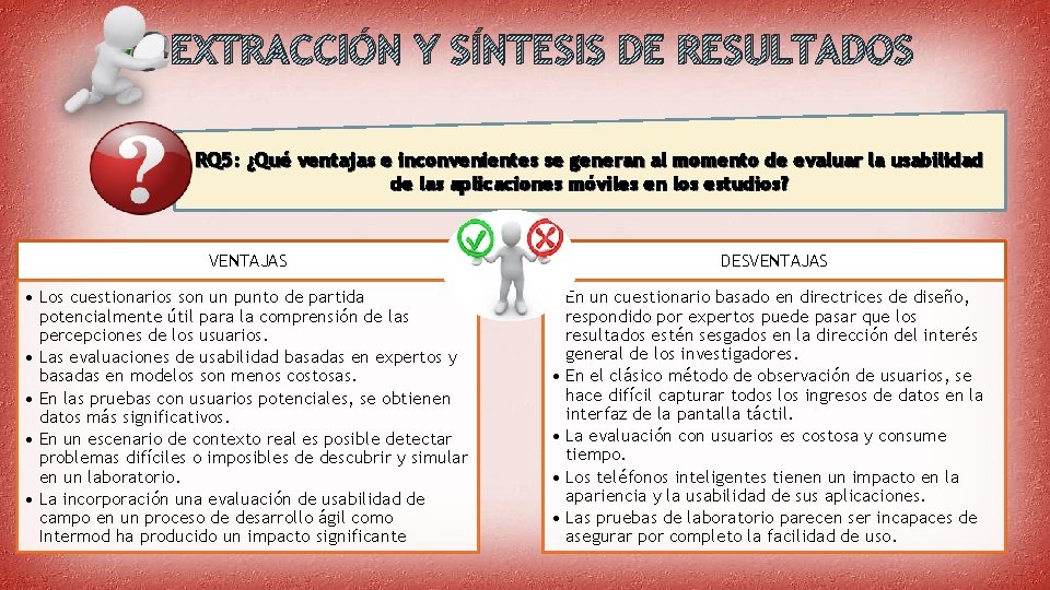 EXTRACCIÓN Y SÍNTESIS DE RESULTADOS RQ 5: ¿Qué ventajas e inconvenientes se generan al