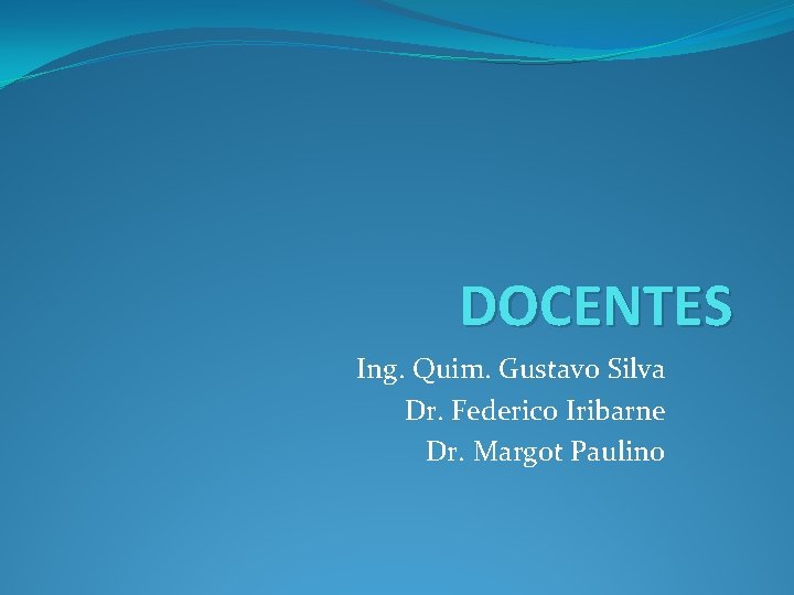 DOCENTES Ing. Quim. Gustavo Silva Dr. Federico Iribarne Dr. Margot Paulino 