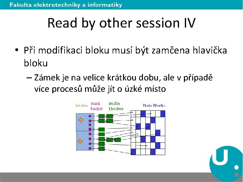 Read by other session IV • Při modifikaci bloku musí být zamčena hlavička bloku