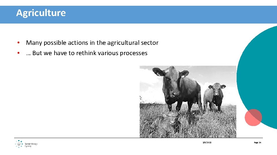 Agriculture • Many possible actions in the agricultural sector • … But we have