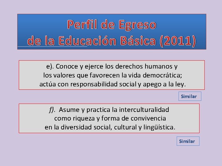 Perfil de Egreso de la Educación Básica (2011) e). Conoce y ejerce los derechos Perfil de Egreso de la Educación Básica (2011) e). Conoce y ejerce los derechos